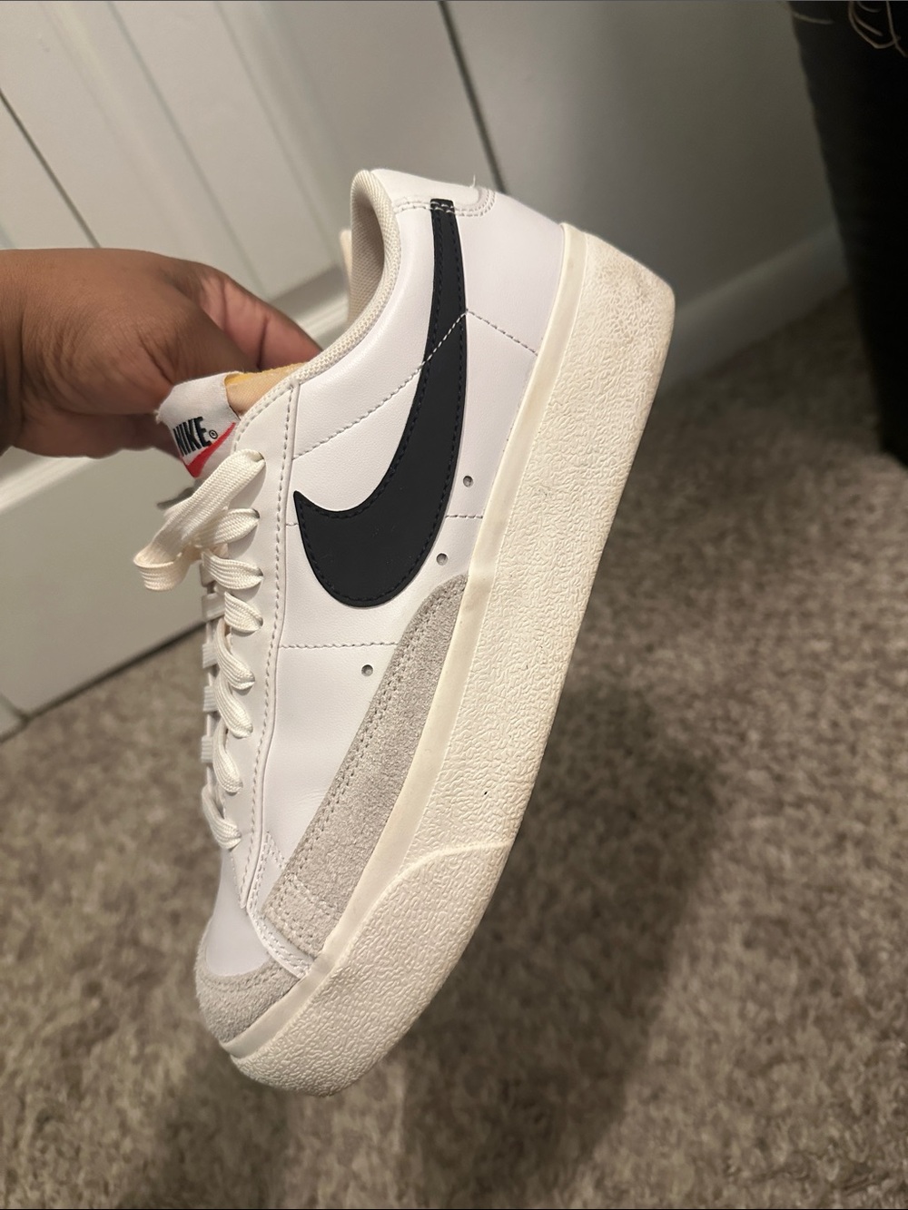 Nike Men’s White Sneakers with Black Swoosh